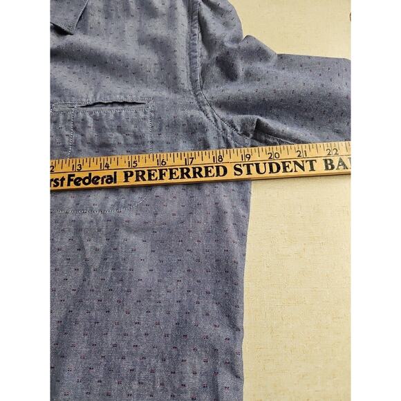 Freedom By Team Poe Mens Med. Button Down Shirt Blue With Red Flecks Branded - Picture 4 of 10